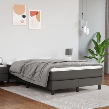 vidaXL Boxspring met matras kunstleer grijs 120x200 cm