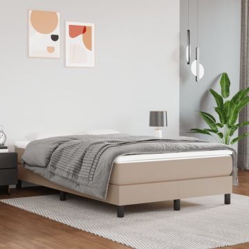 vidaXL Boxspring met matras kunstleer cappuccinokleurig 120x200 cm