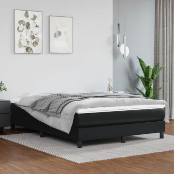 vidaXL Boxspring met matras kunstleer zwart 140x200 cm