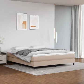 vidaXL Boxspring met matras kunstleer cappuccinokleurig 160x200 cm