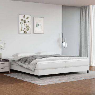 vidaXL Boxspring met matras kunstleer wit 200x200 cm