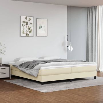 vidaXL Boxspring met matras kunstleer crèmekleurig 200x200 cm