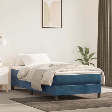 vidaXL Boxspring met matras fluweel donkerblauw 90x190 cm