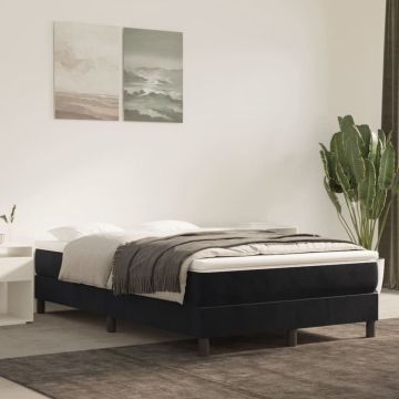 vidaXL Boxspring met matras fluweel zwart 120x200 cm