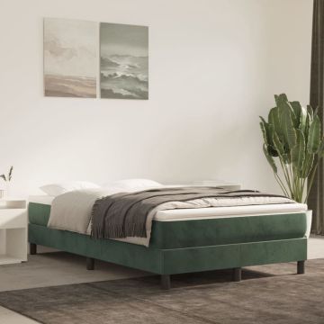 vidaXL Boxspring met matras fluweel donkergroen 120x200 cm