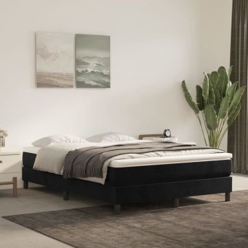 vidaXL Boxspring met matras fluweel zwart 140x190 cm