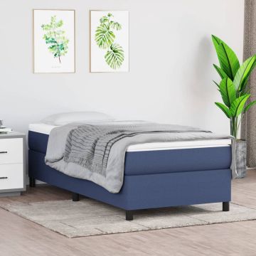 vidaXL Boxspring met matras stof blauw 100x200 cm