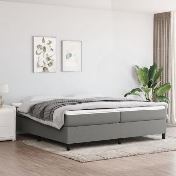 vidaXL Boxspring met matras stof donkergrijs 200x200 cm