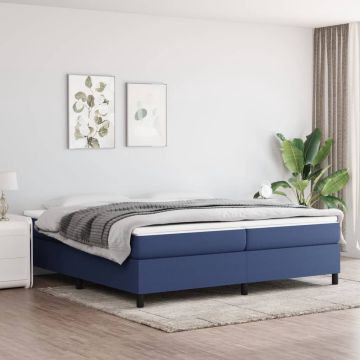 vidaXL Boxspring met matras stof blauw 200x200 cm