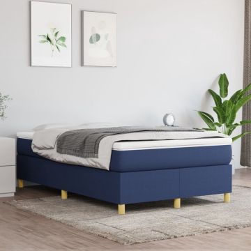 vidaXL Boxspring met matras stof blauw 120x200 cm