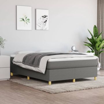 vidaXL Boxspring met matras stof donkergrijs 140x190 cm