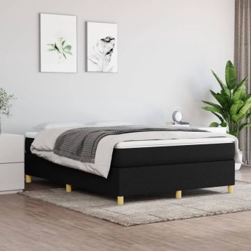 vidaXL Boxspring met matras stof zwart 140x190 cm