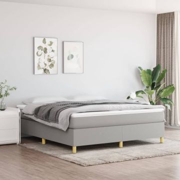 vidaXL Boxspring met matras stof lichtgrijs 180x200 cm