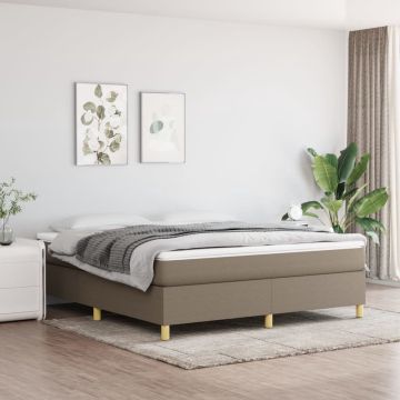 vidaXL Boxspring met matras stof taupe 180x200 cm