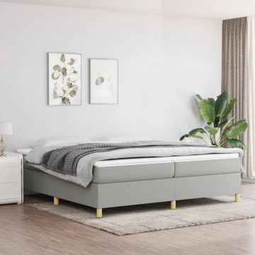 vidaXL Boxspring met matras stof lichtgrijs 200x200 cm