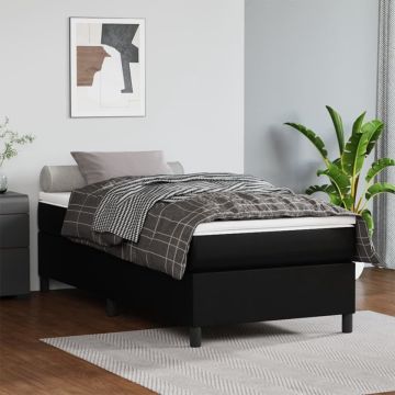 vidaXL Boxspring met matras kunstleer zwart 80x200 cm