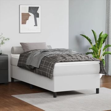 vidaXL Boxspring met matras kunstleer wit 90x190 cm