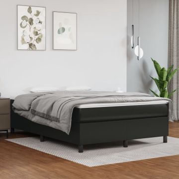 vidaXL Boxspring met matras kunstleer zwart 140x190 cm