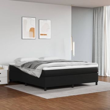 vidaXL Boxspring met matras kunstleer zwart 160x200 cm