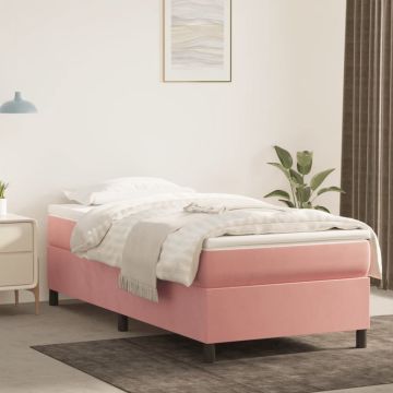 vidaXL Boxspring met matras fluweel roze 80x200 cm