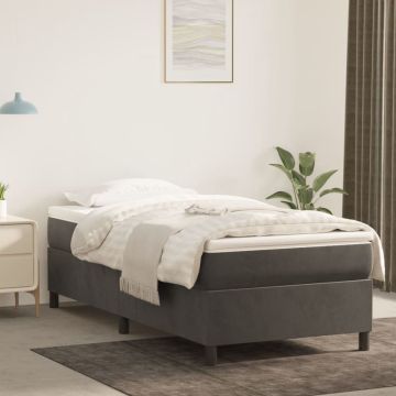 vidaXL Boxspring met matras fluweel donkergrijs 90x190 cm