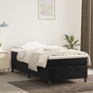 vidaXL Boxspring met matras fluweel zwart 90x190 cm