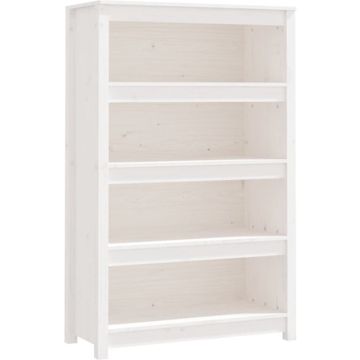 vidaXL Boekenkast 80x35x126 cm massief grenenhout wit