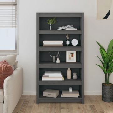 vidaXL Boekenkast 80x35x154 cm massief grenenhout grijs