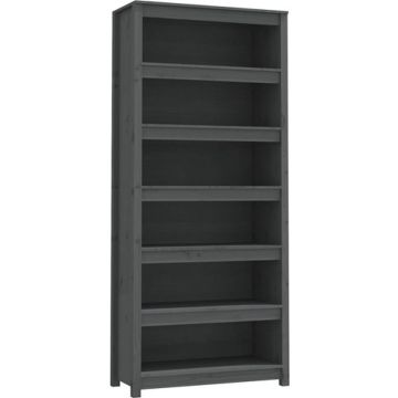 vidaXL Boekenkast 80x35x183 cm massief grenenhout grijs