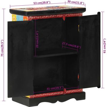 vidaXL Kast handgeschilderd met deuren 53x30x75 cm massief mangohout
