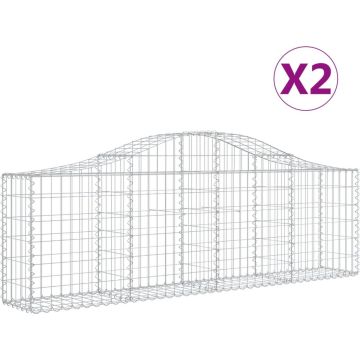 vidaXL Schanskorven 2 st gewelfd 200x30x60/80 cm gegalvaniseerd ijzer