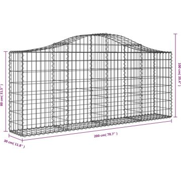 vidaXL Schanskorven 6 st gewelfd 200x30x80/100 cm gegalvaniseerd ijzer