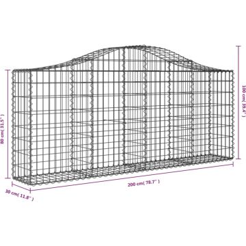 vidaXL Schanskorven 12 st gewelfd 200x30x80/100 cm ijzer