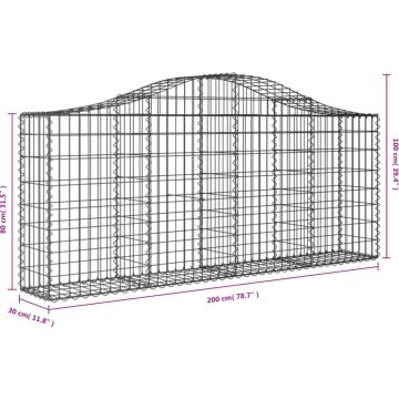 vidaXL Schanskorven 18 st gewelfd 200x30x80/100 cm ijzer