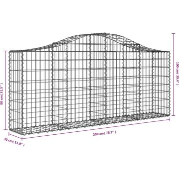 vidaXL Schanskorven 30 st gewelfd 200x30x80/100 cm ijzer