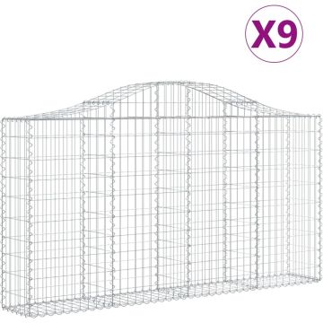 vidaXL Schanskorven 9 st gewelfd 200x30x100/120 cm ijzer