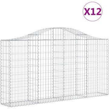 vidaXL Schanskorven 12 st gewelfd 200x30x100/120 cm ijzer