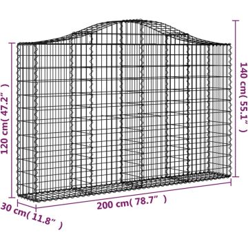 vidaXL Schanskorven 8 st gewelfd 200x30x120/140 cm ijzer