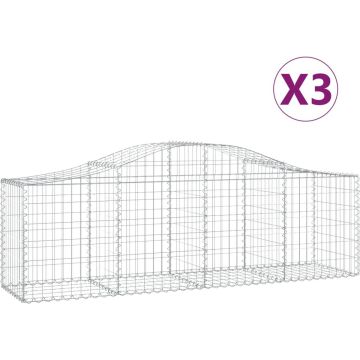 vidaXL Schanskorven 3 st gewelfd 200x50x60/80 cm gegalvaniseerd ijzer