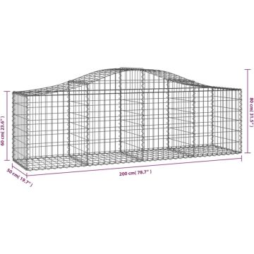 vidaXL Schanskorven 7 st gewelfd 200x50x60/80 cm gegalvaniseerd ijzer