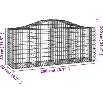 vidaXL Schanskorven 5 st gewelfd 200x50x80/100 cm gegalvaniseerd ijzer