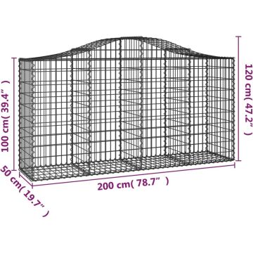 vidaXL Schanskorven 6 st gewelfd 200x50x100/120 cm ijzer