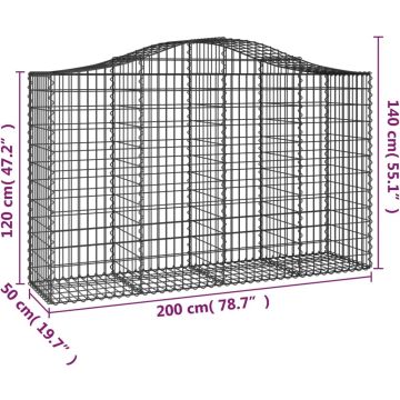 vidaXL Schanskorven 6 st gewelfd 200x50x120/140 cm ijzer