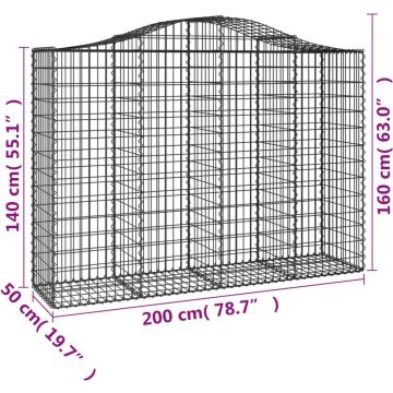 vidaXL Schanskorven 9 st gewelfd 200x50x140/160 cm ijzer