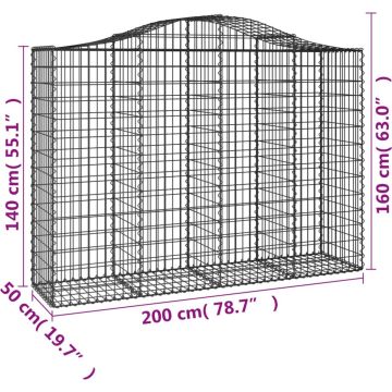 vidaXL Schanskorven 15 st gewelfd 200x50x140/160 cm ijzer