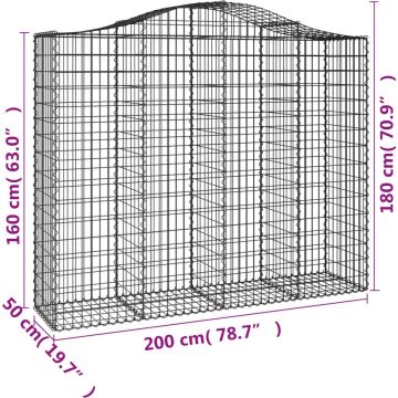 vidaXL Schanskorven 8 st gewelfd 200x50x160/180 cm ijzer