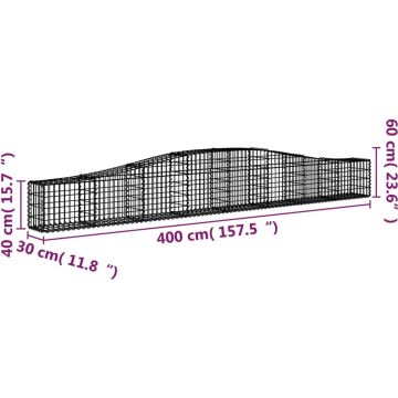 vidaXL Schanskorven 7 st gewelfd 400x30x40/60 cm ijzer