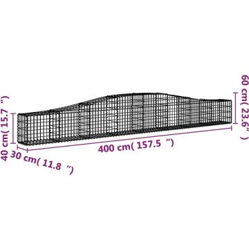 vidaXL Schanskorven 9 st gewelfd 400x30x40/60 cm ijzer