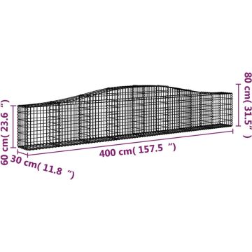 vidaXL Schanskorven 6 st gewelfd 400x30x60/80 cm ijzer