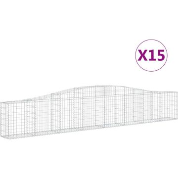 vidaXL Schanskorven 15 st gewelfd 400x30x60/80 cm ijzer